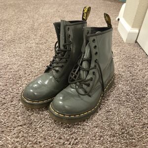 Dr. Marten's 1460 Women's Size 7 Grey/Green Moto Combat Lace Up Boot
